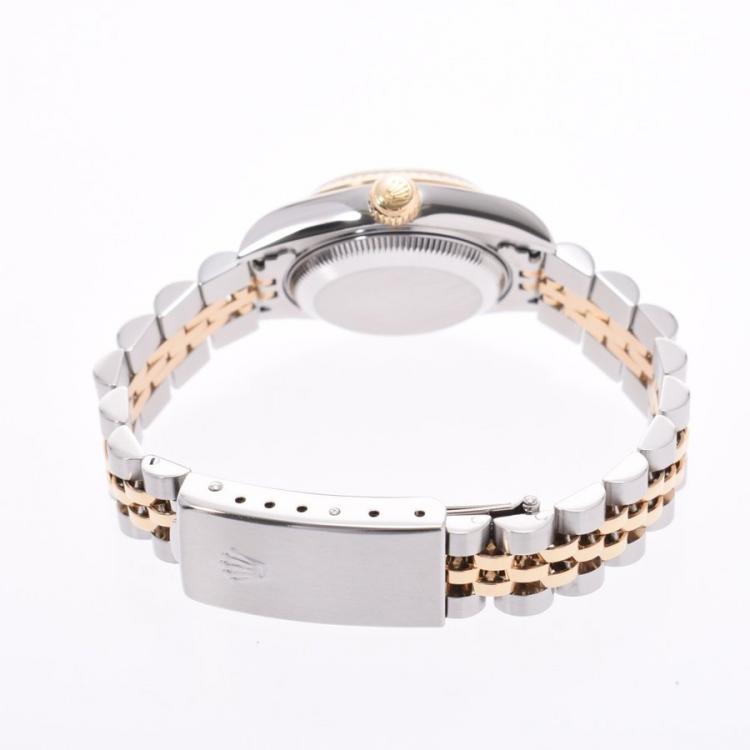 Pre Owned Rolex Champagne 18K Yellow Gold And Stainless Steel Datejust 79173 Women's Wristwatch 26 MM