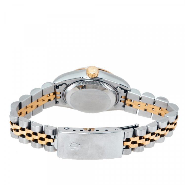 مملوكة مسبقًا Rolex Black 18K Yellow Gold Stainless Steel Datejust 69173 Women's Wristwatch 26 mm