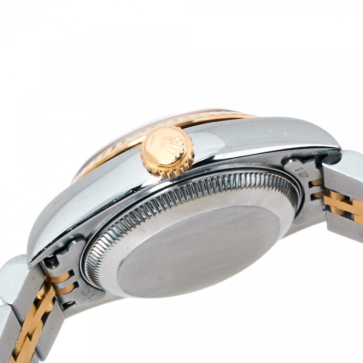مملوكة مسبقًا Rolex Black 18K Yellow Gold Stainless Steel Datejust 69173 Women's Wristwatch 26 mm