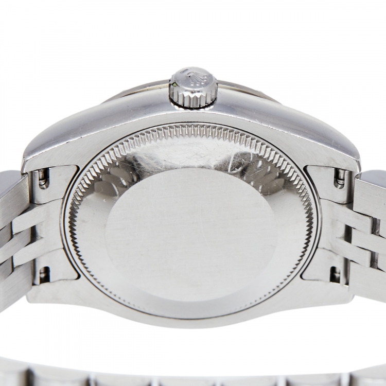 Pre Owned Rolex Mother of Pearl 18K White Gold & Stainless Steel Diamond Datejust 178344 Women's Wristwatch 31 mm