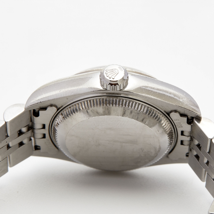 مملوكة مسبقًا Rolex Silver Diamond 18k White Gold Stainless Steel Datejust 79174 Women's Wristwatch 26 mm 
