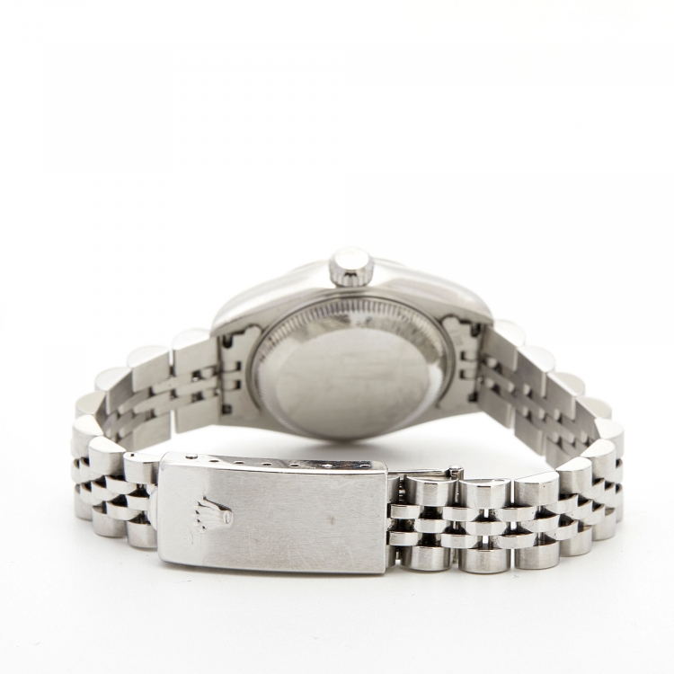 مملوكة مسبقًا Rolex Silver Diamond 18k White Gold Stainless Steel Datejust 79174 Women's Wristwatch 26 mm 