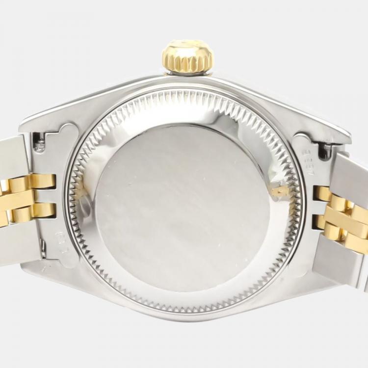 Pre Owned Rolex Champagne 18k Yellow Gold And Stainless Steel Datejust 69173 Automatic Women's Wristwatch 26 mm