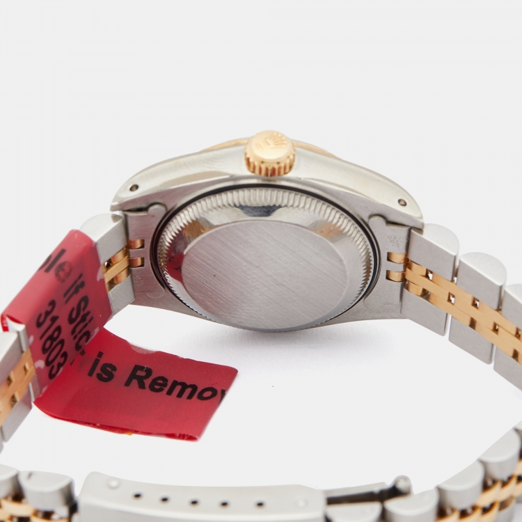 Pre Owned Rolex Ivory 18K Yellow Gold And Stainless Steel Datejust 69173 Automatic Women's Wristwatch 26 mm