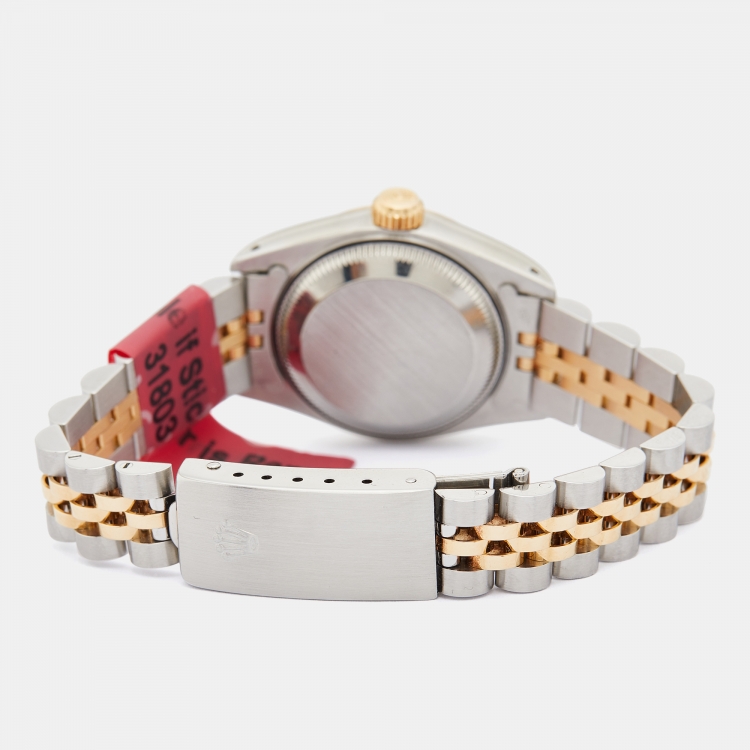 Pre Owned Rolex Ivory 18K Yellow Gold And Stainless Steel Datejust 69173 Automatic Women's Wristwatch 26 mm