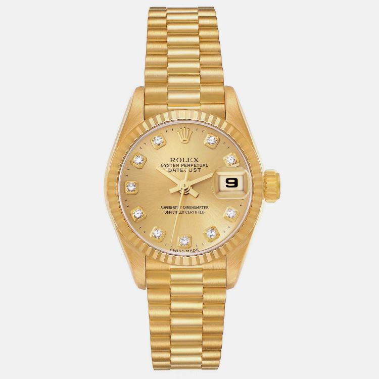 Rolex Datejust President Diamond Dial Yellow Gold Ladies Watch