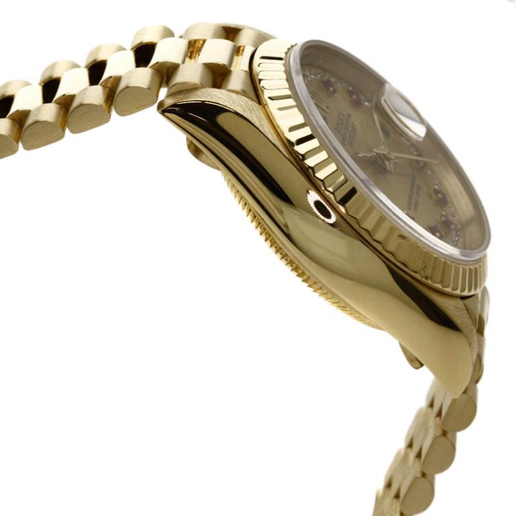 Pre Owned Rolex Gold 18K Yellow Gold Datejust Women's Wrist Watch 26 mm
