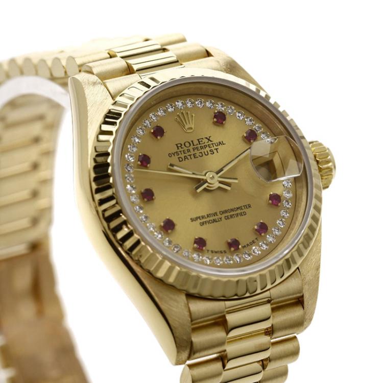 Pre Owned Rolex Gold 18K Yellow Gold Datejust Women's Wrist Watch 26 mm
