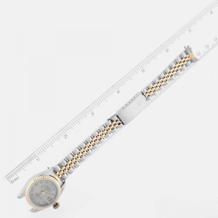Pre Owned Rolex Datejust Slate Dial Steel Yellow Gold Ladies Watch 69173 26 mm