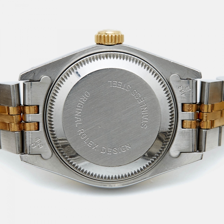 مملوكة مسبقًا Rolex Champagne 18k Yellow Gold Stainless Steel Datejust 69173 Women's Wristwatch 26 mm