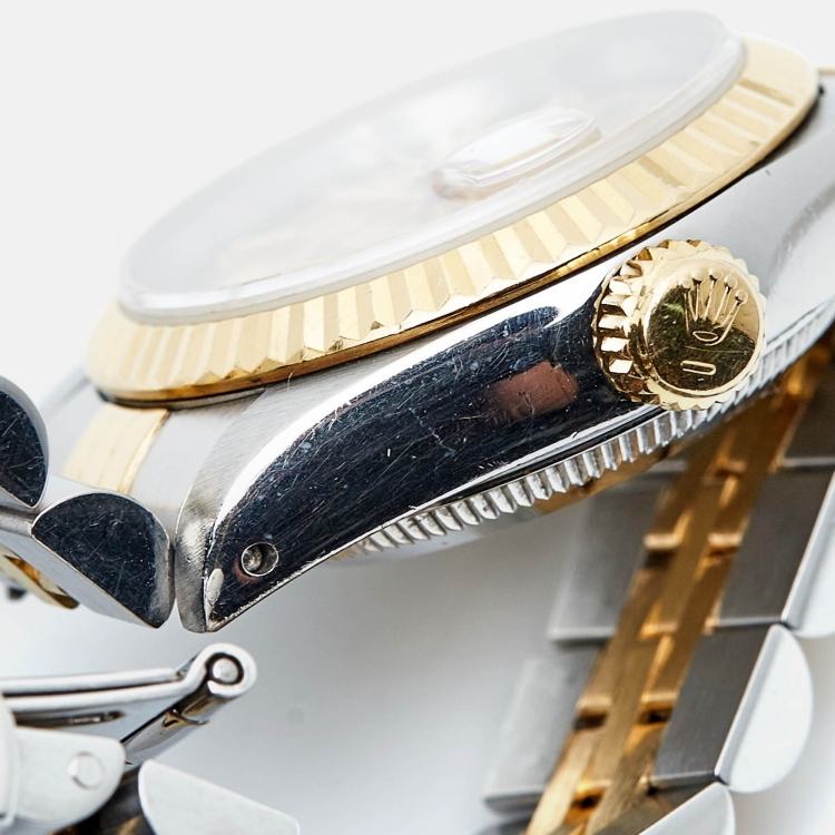 مملوكة مسبقًا Rolex Champagne 18k Yellow Gold Stainless Steel Datejust 69173 Women's Wristwatch 26 mm