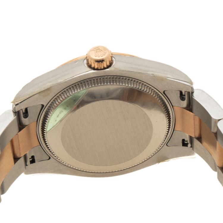 Pre Owned Rolex White Stainless Steel & 18K Rose Gold Datejust 178241 Women's Wristwatch 31MM