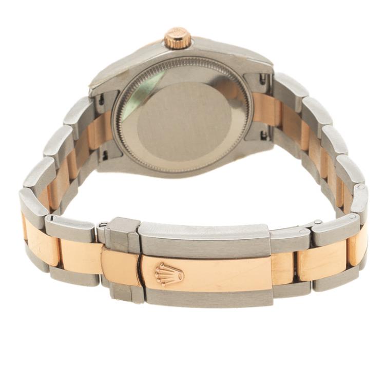 Pre Owned Rolex White Stainless Steel & 18K Rose Gold Datejust 178241 Women's Wristwatch 31MM
