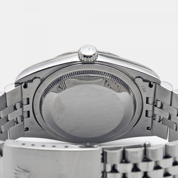 Pre Owned Rolex White 18K White Gold Stainless Steel Datejust 16234 Men's Wristwatch 36 mm