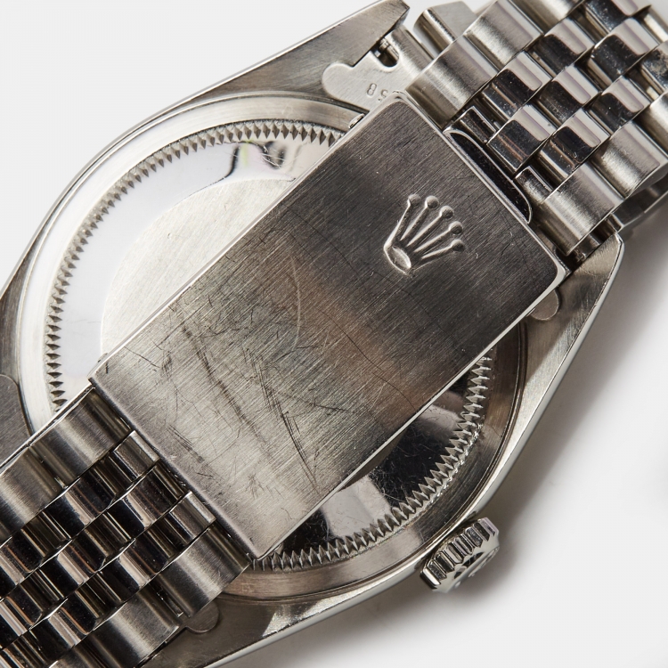 Pre Owned Rolex White 18K White Gold Stainless Steel Datejust 16234 Men's Wristwatch 36 mm