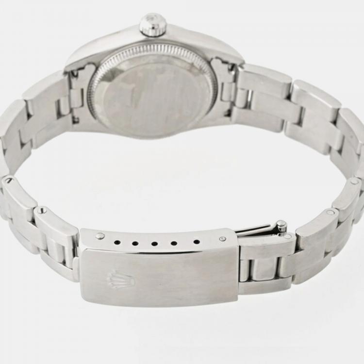 Pre Owned Rolex Black Stainless Steel Oyster Perpetual 76080 Automatic Women's Wristwatch 24 mm