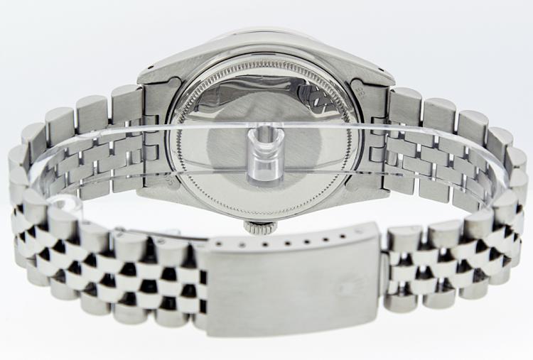 Pre Owned Rolex Black Diamonds and Stainless Steel Datejust Women's Wristwatch 36MM