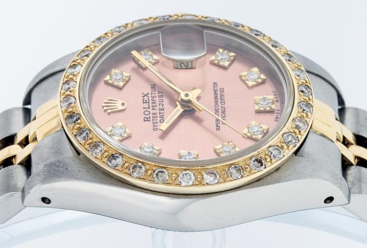 Pre Owned Rolex Pink Diamonds 18K Yellow Gold and Stainless Steel Datejust Women's Wristwatch 26MM