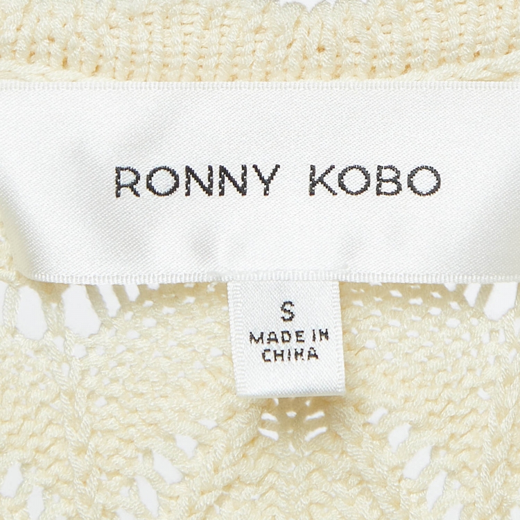 Pre Owned Ronny Kobo Off White Crochet Sadie Maxi Dress S
