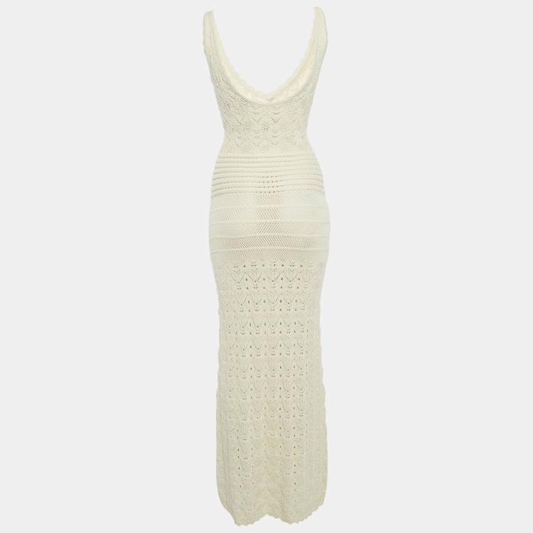 Pre Owned Ronny Kobo Off White Crochet Sadie Maxi Dress S