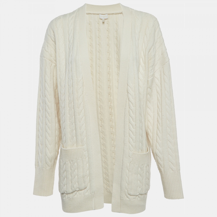 Pre Owned Ronny Kobo Cream Cable Knit Cardigan S