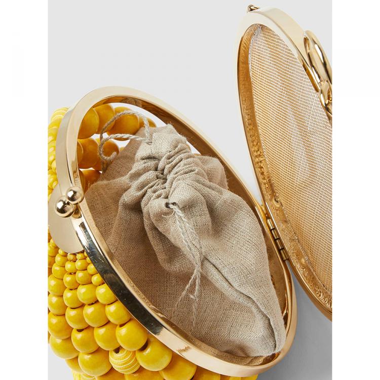 Pre Owned Rosantica Yellow Half-Ball Beaded Crossbody Bag One Size