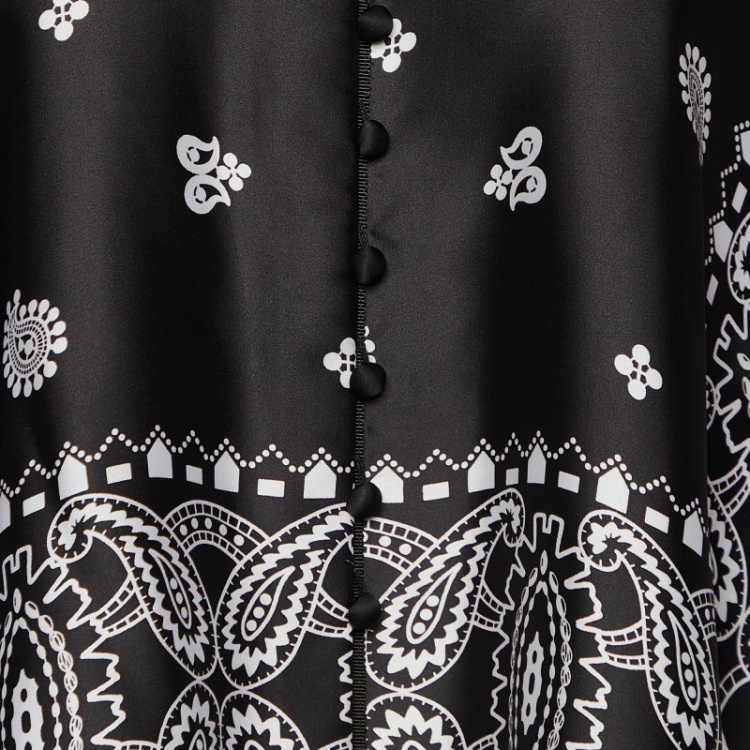 Pre Owned Sacai Black Paisley Print Satin Oversized Blouse S