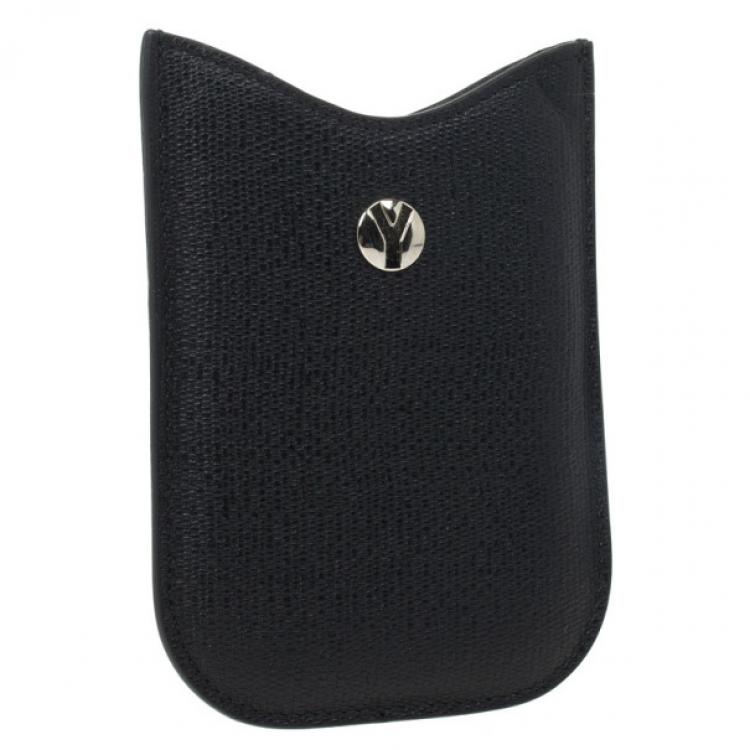 Pre Owned Yves Saint Laurent Black Leather Ycon Blackberry Cover