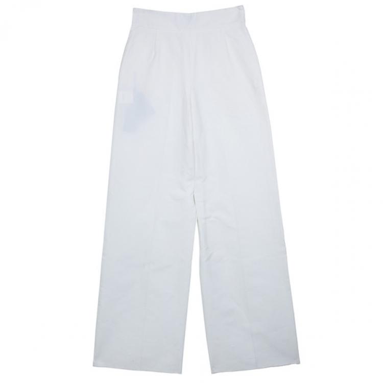 Pre Owned Saint Laurent Paris White Palazzo Pants M