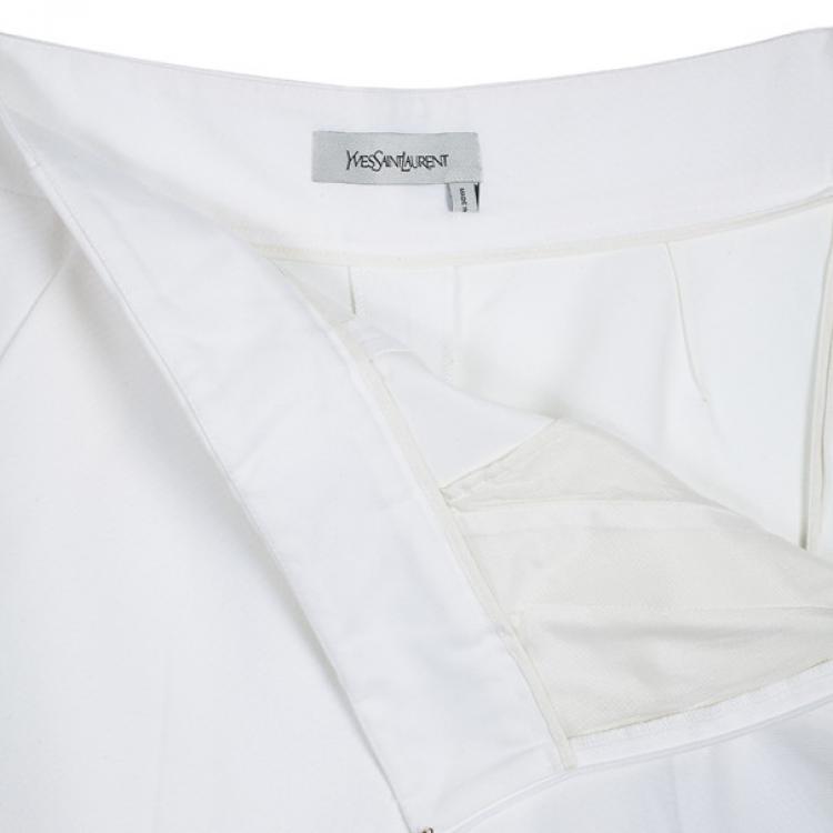 Pre Owned Saint Laurent Paris White Palazzo Pants M