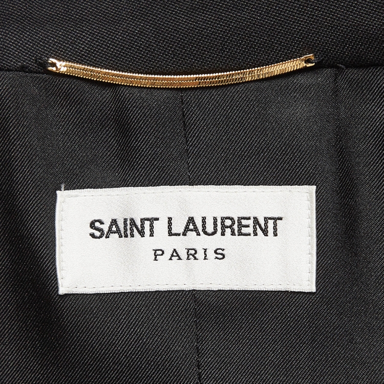 Pre Owned Saint Laurent Paris Black Gabardine Double Breasted Blazer L
