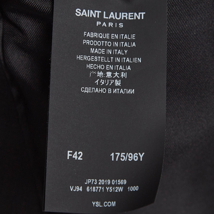 Pre Owned Saint Laurent Paris Black Gabardine Double Breasted Blazer L