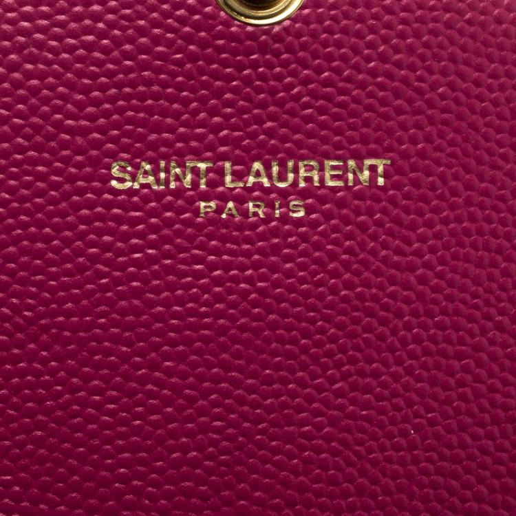 مملوكة مسبقًا Saint Laurent Fuchsia Matelasse Leather Flap Wallet