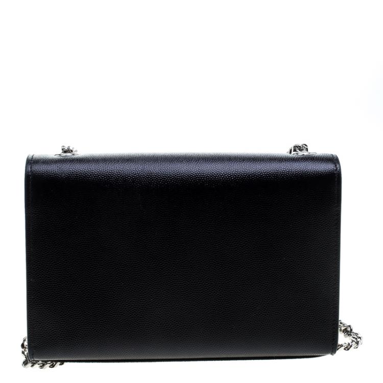 Pre Owned Saint Laurent Black Monogram Leather Small Kate Shoulder Bag