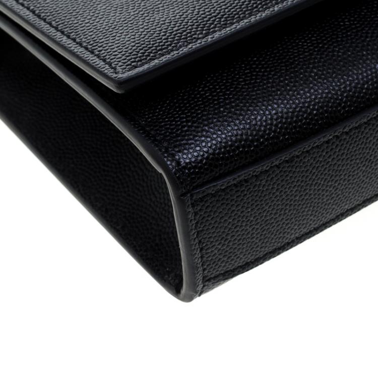 Pre Owned Saint Laurent Black Monogram Leather Small Kate Shoulder Bag