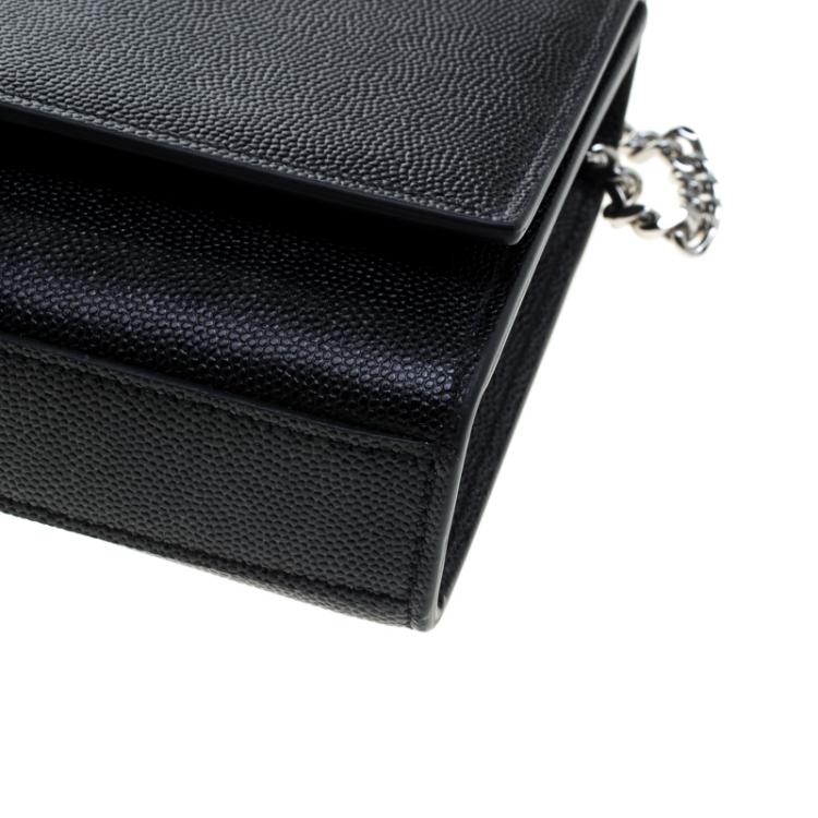 Pre Owned Saint Laurent Black Monogram Leather Small Kate Shoulder Bag