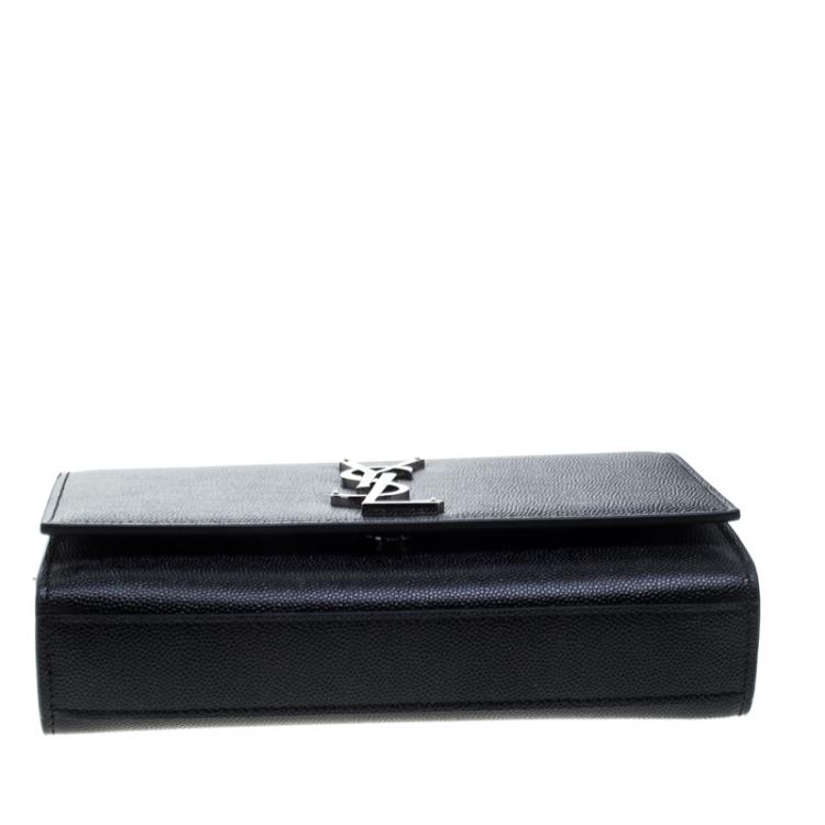 Pre Owned Saint Laurent Black Monogram Leather Small Kate Shoulder Bag