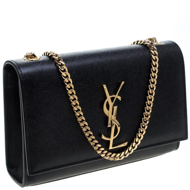 Pre Owned Saint Laurent Black Monogram Leather Small Kate Shoulder Bag
