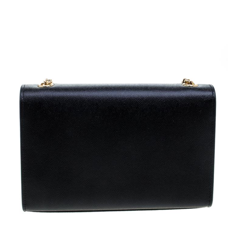 Pre Owned Saint Laurent Black Monogram Leather Small Kate Shoulder Bag