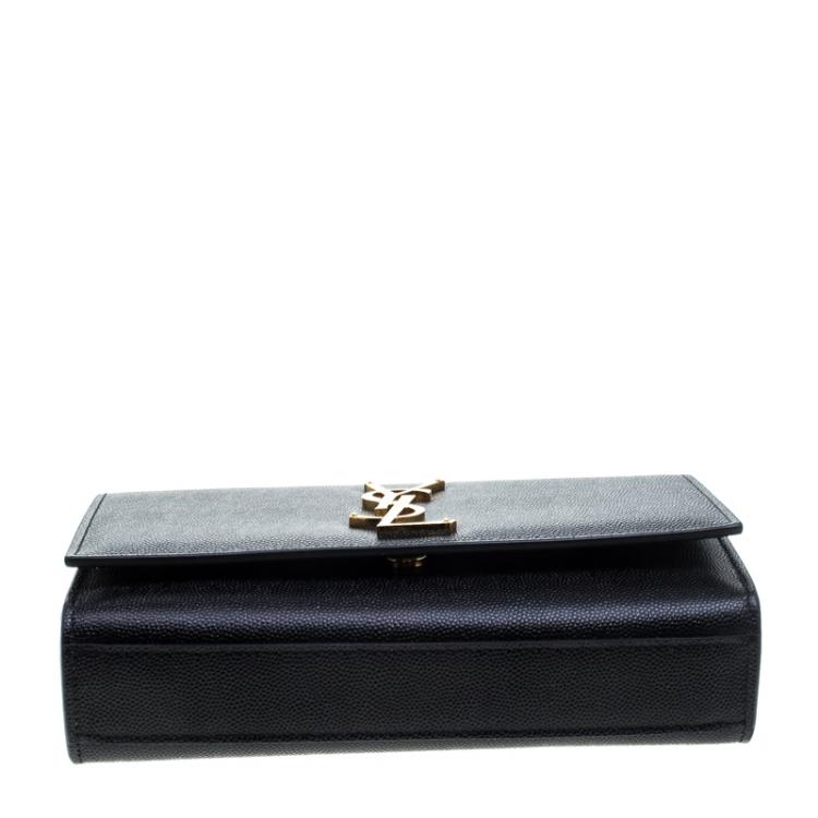 Pre Owned Saint Laurent Black Monogram Leather Small Kate Shoulder Bag
