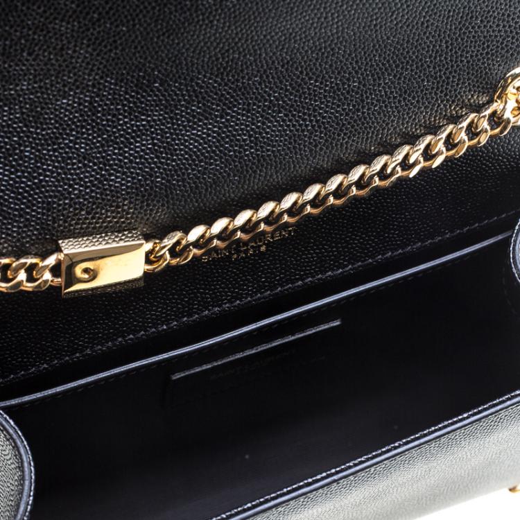 Pre Owned Saint Laurent Black Monogram Leather Small Kate Shoulder Bag