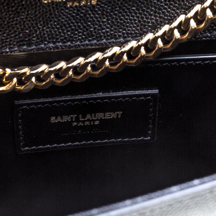 Pre Owned Saint Laurent Black Monogram Leather Small Kate Shoulder Bag