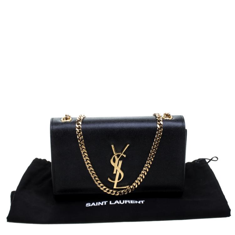 Pre Owned Saint Laurent Black Monogram Leather Small Kate Shoulder Bag