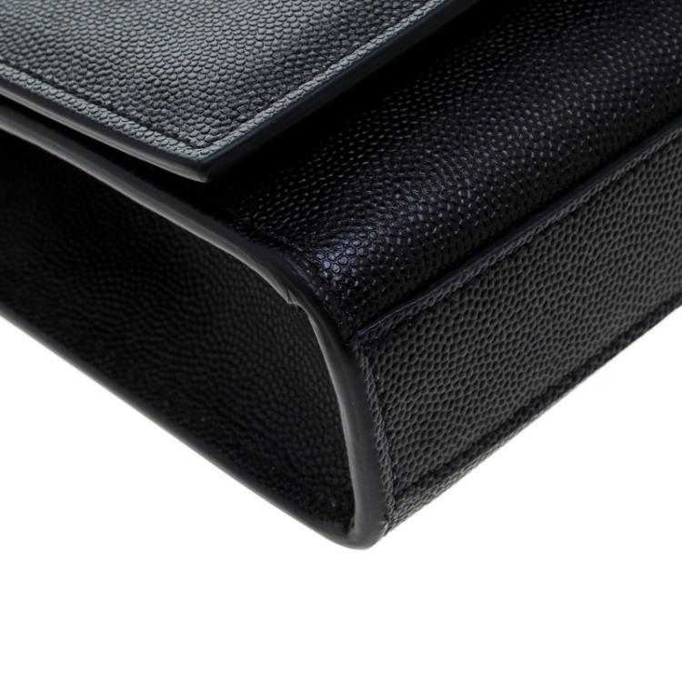 Pre Owned Saint Laurent Black Monogram Leather Small Kate Shoulder Bag