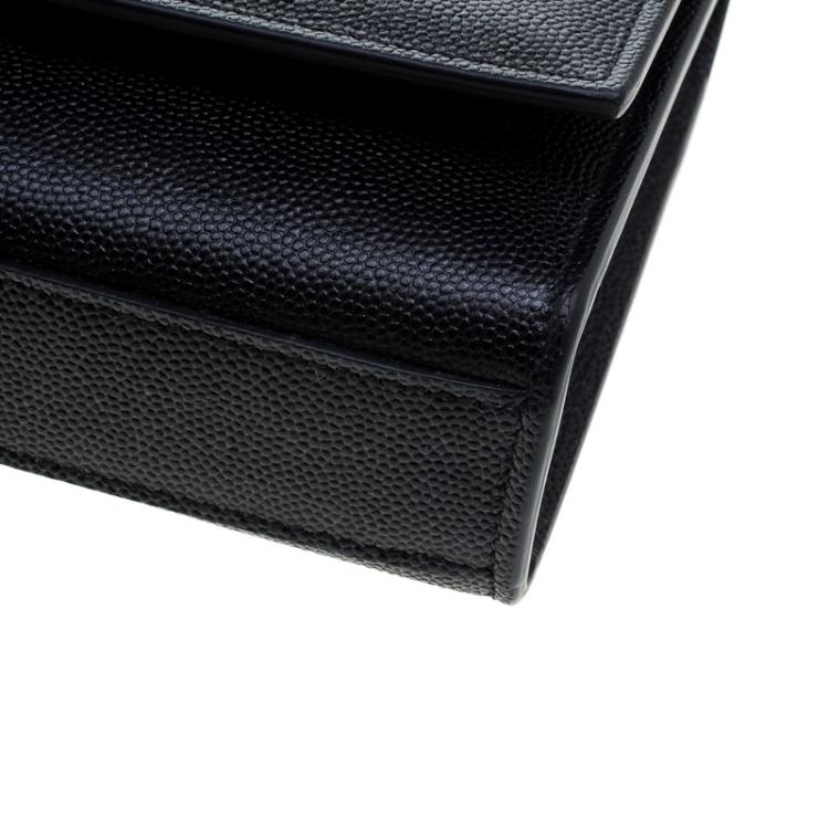 Pre Owned Saint Laurent Black Monogram Leather Small Kate Shoulder Bag