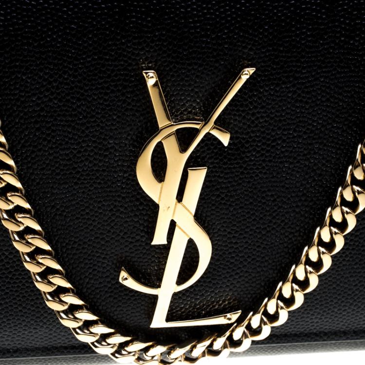Pre Owned Saint Laurent Black Monogram Leather Small Kate Shoulder Bag