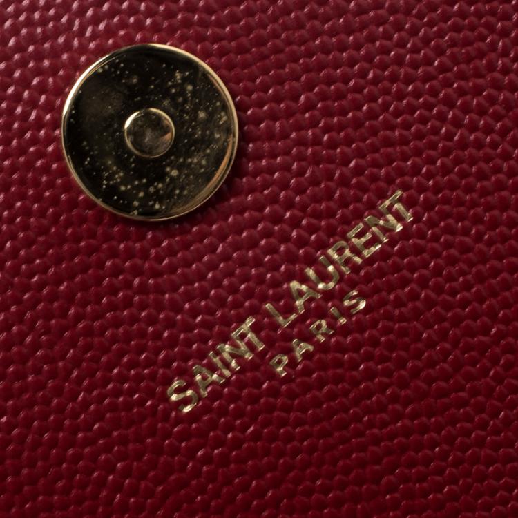 Pre Owned Saint Laurent Hot Pink Monogram Leather Kate Clutch
