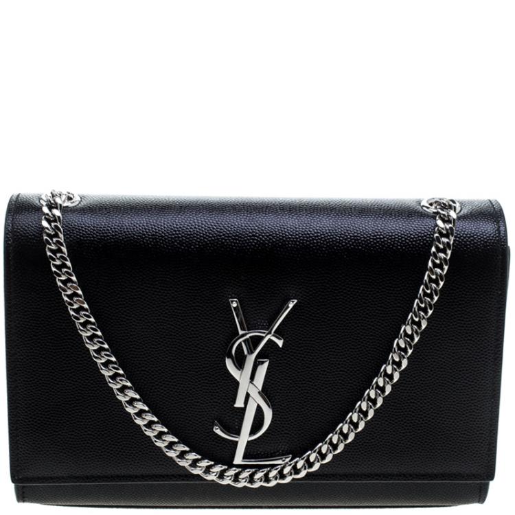 Pre Owned Saint Laurent Black Monogram Leather Small Kate Shoulder Bag