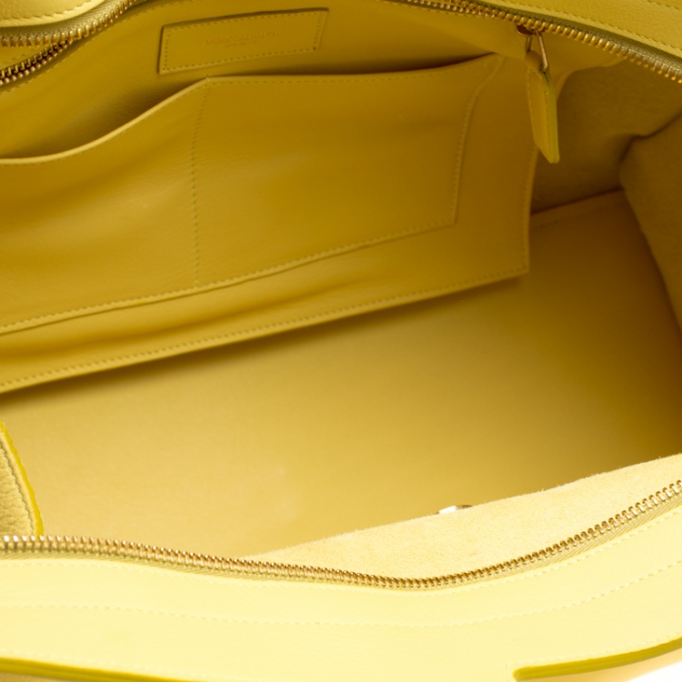 Pre Owned Saint Laurent Yellow Leather Medium Cabas Chyc Tote