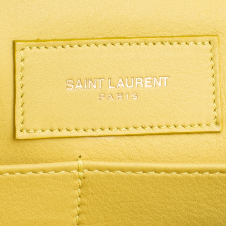 Pre Owned Saint Laurent Yellow Leather Medium Cabas Chyc Tote